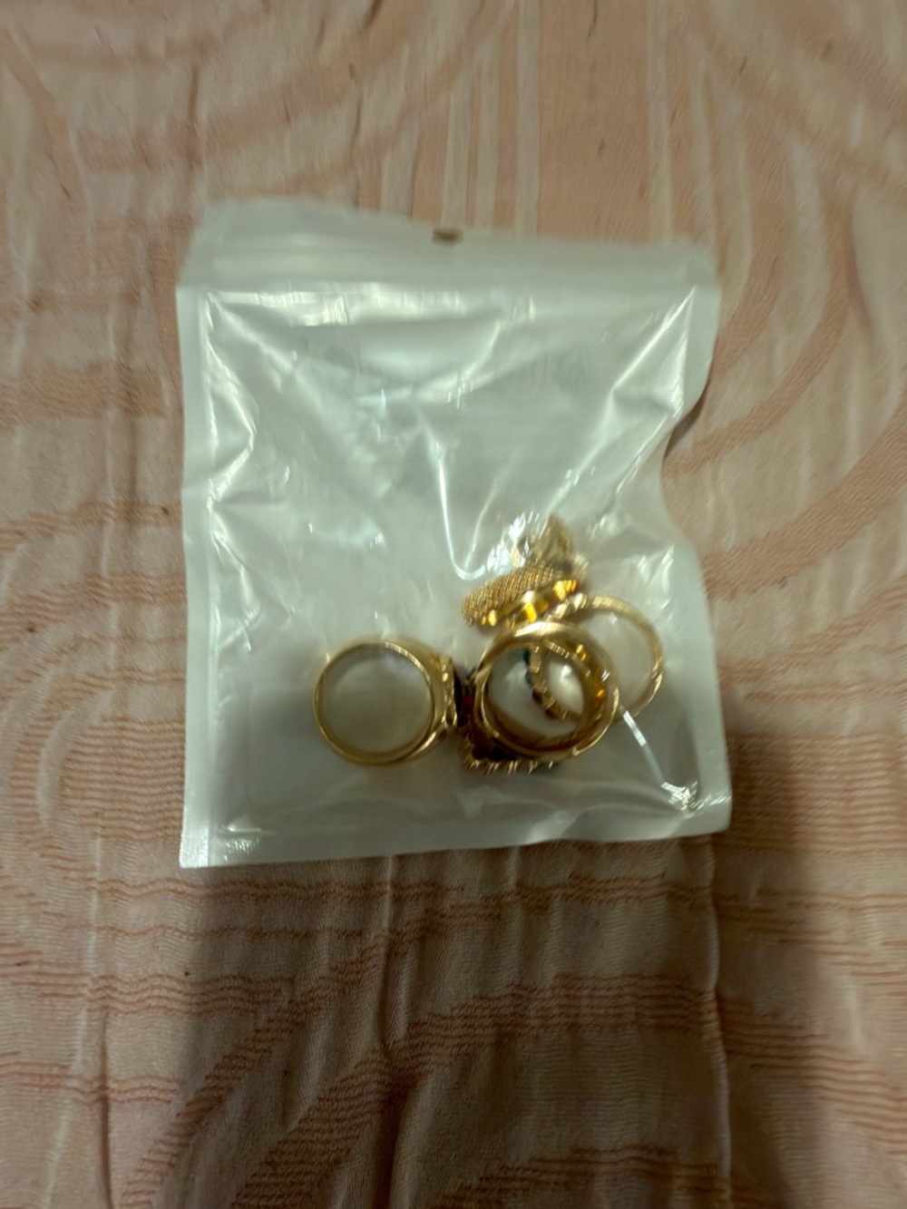SHEIN Gold-Tone Stackable Rings with Multicolor Gems - Picture 2 of 3